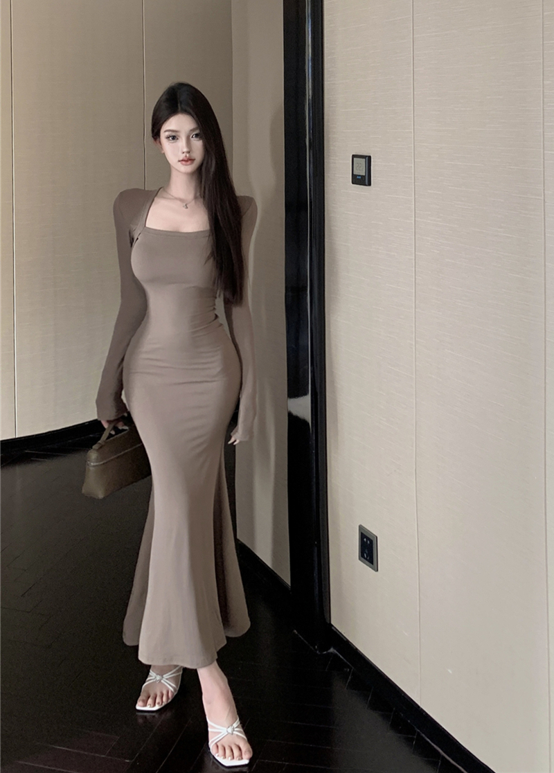 實拍復古性感人魚公主包臀魚尾裙秋季氣質修身收腰顯瘦連衣裙女