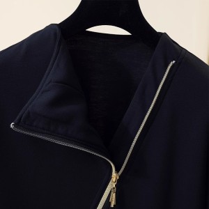 RM23197#斜拉链设计感秋冬长袖黑色打底衫t恤女2023新款小众内搭单穿上衣