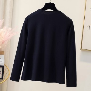 RM23197#斜拉链设计感秋冬长袖黑色打底衫t恤女2023新款小众内搭单穿上衣