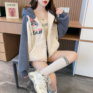 TR54674# 首发双面绒拉链开衫卫衣女字母洋气上衣外套潮 服装批发服饰货源女装批发