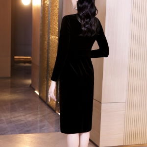 RM24036#连衣裙2023年新款正式场合修身高贵洋气女士金丝绒早秋A8300