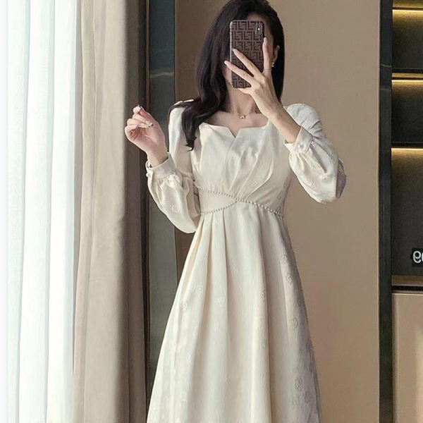RM23491#新款甜美时尚气质温柔少女轻奢度假仙女裙修身长袖连衣裙