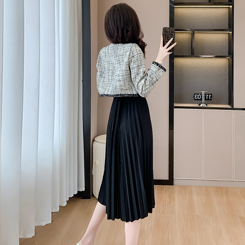 實拍裙子小香風外套兩件套2023春秋款新款設計感小眾秋季上衣女裝