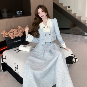 RM25127#新款时尚洋气小香风套装显瘦减龄韩版小外套+高腰半身裙