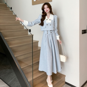 RM25127#新款时尚洋气小香风套装显瘦减龄韩版小外套+高腰半身裙