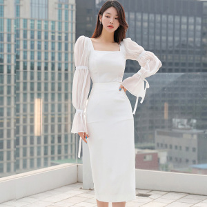 RM23527#新款两件套韩版气质修身方领上衣收腰时尚包臀裙套装