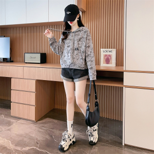 TR54671# 华棉复合连帽卫衣女字母洋气上衣外套潮薄款 服装批发服饰货源女装批发