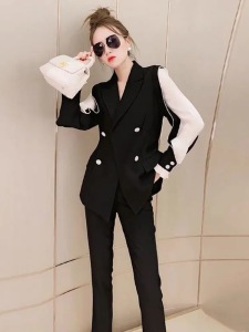 RM23612#新款女装洋气时髦时尚轻熟风休闲小香风西装裤子两件套装女