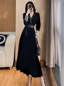 RM23608#新款女金丝绒连衣裙复古收腰高贵洋气长裙高级感