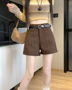 RM23579#新款灯芯绒短裤休闲百搭配皮带韩版