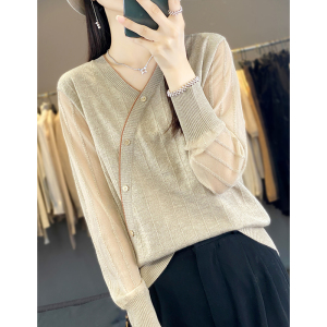 TR56149# 秋冬新款雪纺拼针织衫毛衣女 服装批发女装批发服饰货源