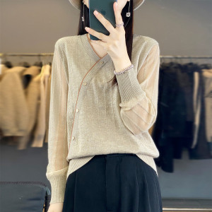 TR56149# 秋冬新款雪纺拼针织衫毛衣女 服装批发女装批发服饰货源