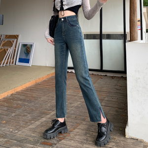 RM23635#大码女装2023年秋季新款微胖妹妹韩版时尚高腰显瘦直筒牛仔裤