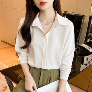 RM23630#新款洋气设计感小众上衣简约气质显瘦长袖白色衬衫