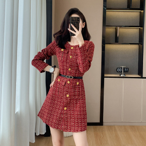 RM24188#法式小香风连衣裙女 新款时尚小众气质高级感收腰显瘦裙子