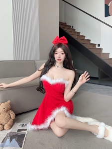 Christmas Pure Lust Spicy Girl Bra V-Neck Waist Strap Dress