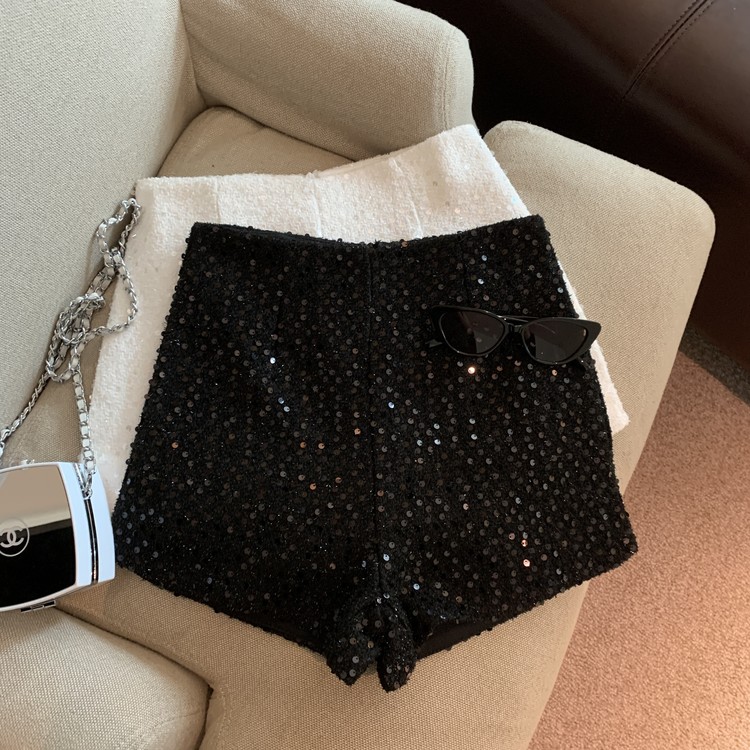 Autumn and winter small fragrance style tweed sequin shorts