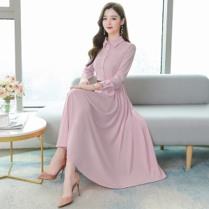 RM24601#新款韩版修身显瘦中长款女装时尚长袖连衣裙