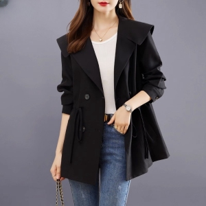 RM25520#风衣女短款2023今年流行新款春秋季高级感小个子黑色西装上衣外套