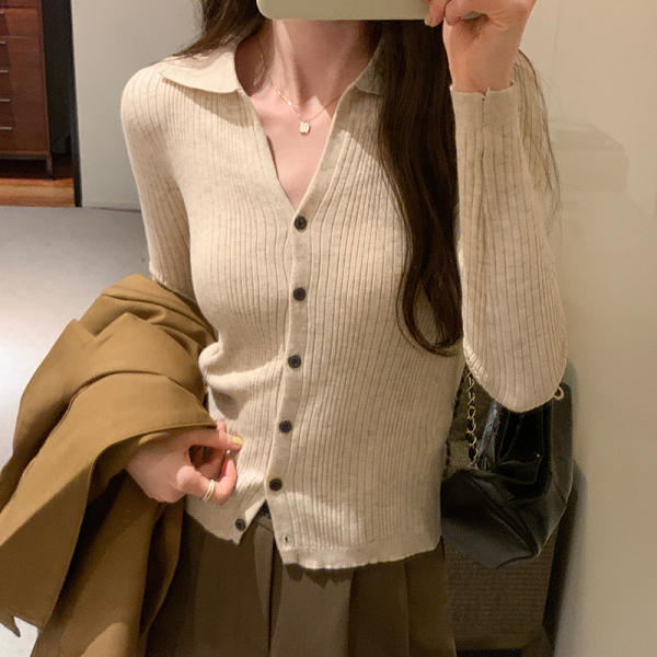 RM24611#针织衫女秋季2023新款开衫毛衣外套修身显瘦百搭长袖上衣