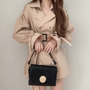 TR58202# 韩国chic复古英伦风双排扣系带风衣外套 服装批发女装批发服饰货源