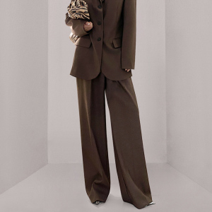 RM25018#新款时尚西装领阔腿裤小众设计感韩版西装两件套