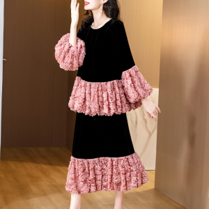 RM24127# 新款高端精致独特粉色米色连衣裙超好看两件套装奢华时尚