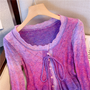 RM24447#法式甜美多巴胺穿搭针织开衫女秋季新款设计感小众薄款毛衣