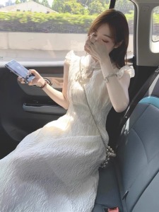 RM24011#少女裙子法式初恋小飞袖改良旗袍杏色连衣裙