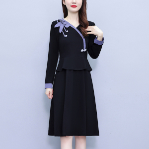 RM24771#新款洋气遮肚子超修身中长款假两件裙子女简约连衣裙淑女