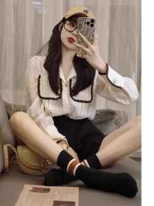RM24010#早秋季小衫洋气独特别致长袖上衣设计感小众