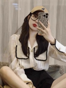 RM24010#早秋季小衫洋气独特别致长袖上衣设计感小众