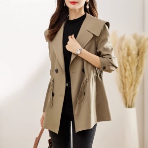 RM25520#风衣女短款2023今年流行新款春秋季高级感小个子黑色西装上衣外套