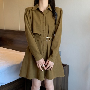 TR56389# 大码女装秋冬新款胖mm显瘦遮肚子法式赫本风小个子连衣裙 服装批发女装批发服饰货源