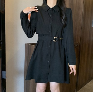 TR56389# 大码女装秋冬新款胖mm显瘦遮肚子法式赫本风小个子连衣裙 服装批发女装批发服饰货源