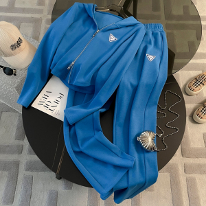 TR59399# 蓝色套装女秋新款拉链卫衣阔腿裤运动休闲时尚两件套 服装批发女装批发服饰货源