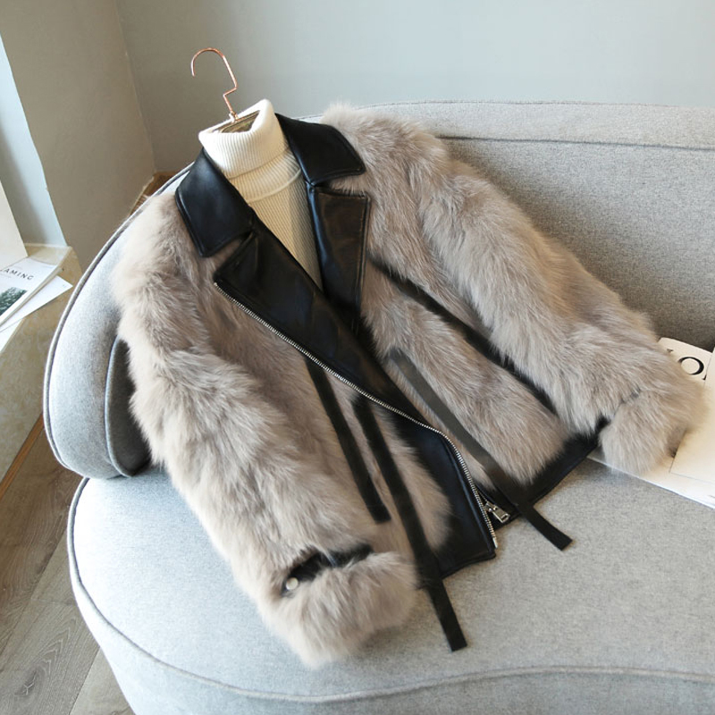 Imported fox fur motorcycle style genuine leather fur coat women's short style 2023 autumn and winter new furry coat