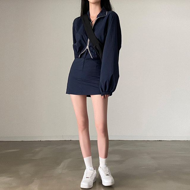 尺码更新韩版复古时尚宽松防晒外套+包臀短裙时尚两件套