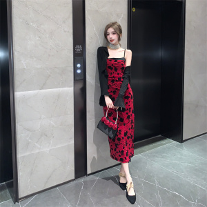 RM25062#新中式年轻显瘦时尚气质优雅吊带连衣裙