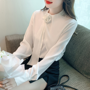 RM24559#新款女衬衫设计感小众秋冬款缎面时尚长袖衫衬衣