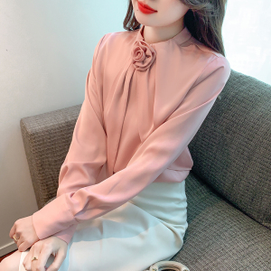 RM24559#新款女衬衫设计感小众秋冬款缎面时尚长袖衫衬衣