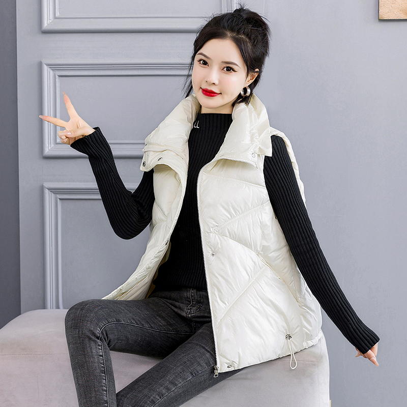 Fat mm no-wash glossy down cotton vest for women autumn and winter new loose Korean style sleeveless jacket waistcoat for women