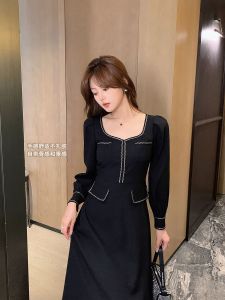 RM25091#法式黑色小香风高级感连衣裙女秋季2023新款长袖气质名媛