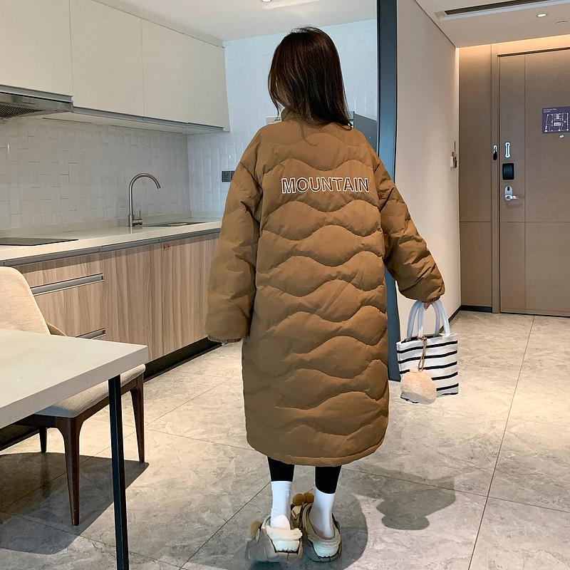 Real shot of long over-the-knee down jacket for women, mid-length  Korean fashion loose thickened bread jacket for winter