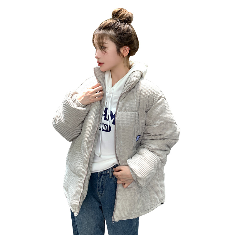 Actual shot of the new down-padded jacket for women, short winter cotton-padded jacket, Korean style loose ins corduroy cotton-padded jacket, coat