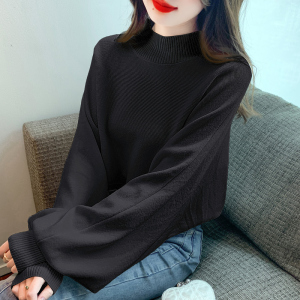 RM24690#新款韩版套头半高领蝙蝠袖气质打底衫针织衫上衣