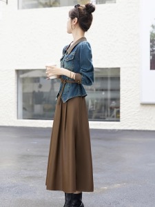 RM24657#牛仔连衣裙套装女2023年秋季新款时髦气质收腰显瘦裙子两件套