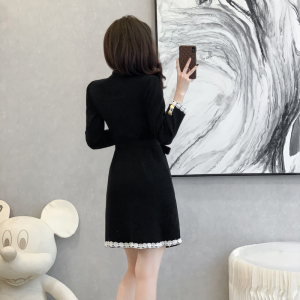 RM24663#女装新款法式小香风连衣裙收腰显瘦名媛气质高级感毛衣裙