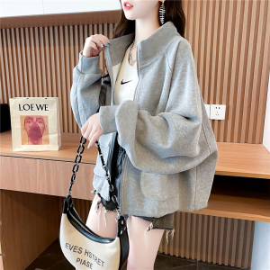 RM24704#米尼官图设计感春秋2023高领贴袋短款拉链外套女