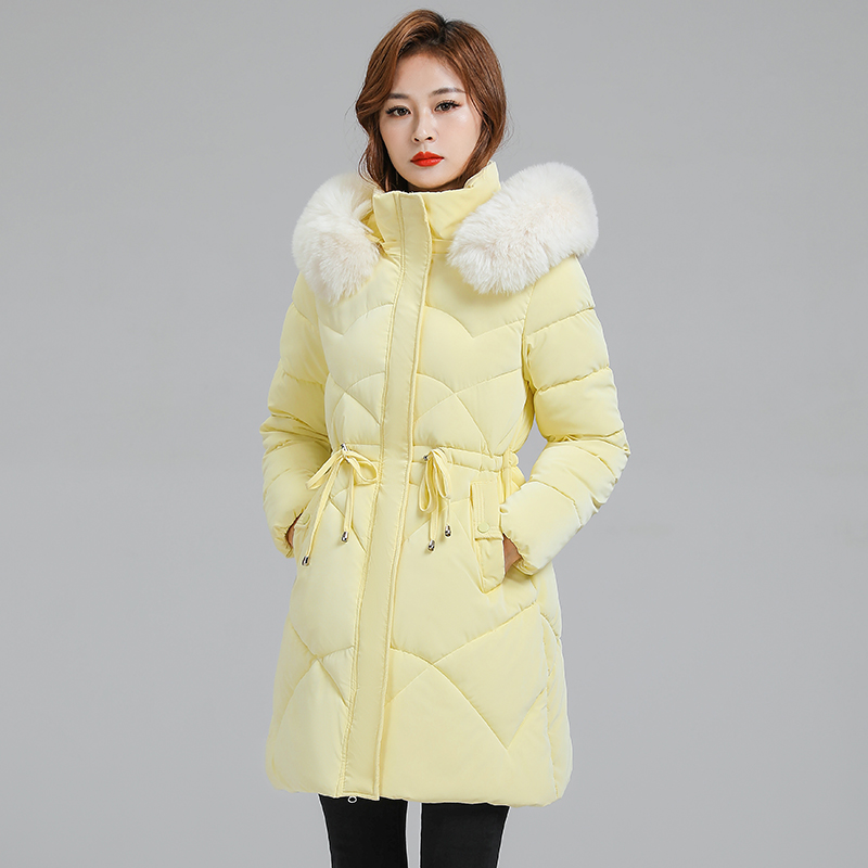Real shot of large size women's down jacket, mid-length cotton coat, bread coat, fat mm fashionable high-end atmospheric cotton jacket